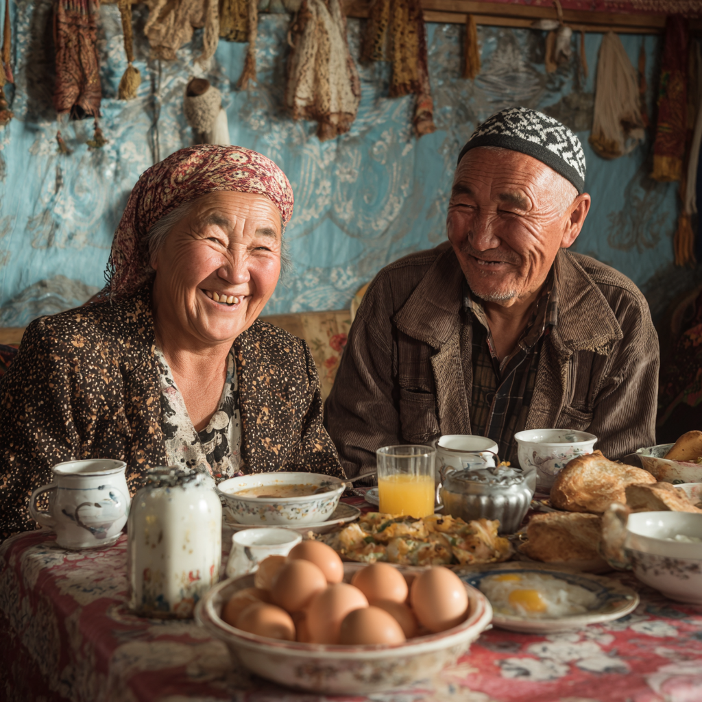 Улыбающийся пожилой европейский мужчина готовит здоровый салат на кухне, демонстрируя радость от здорового питания